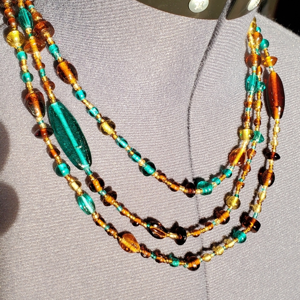 Stunning Long Glass Bead Necklace